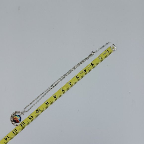 Necklace Moon and Sunset Pendant Silver Toned Decorative Link Chain 18" + 2" Ext - Picture 8 of 8